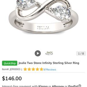 Jeulia Infinity Sterling Silver Ring